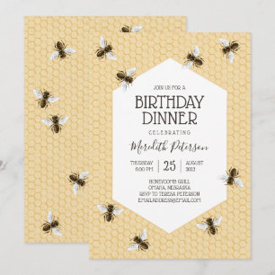 Invitation Dîner d'anniversaire d'abeilles Vintages