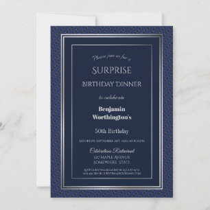 Invitation Dîner d'anniversaire de la Marine Blue Silver Surp