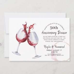 Invitation Dîner d'anniversaire du vin rouge