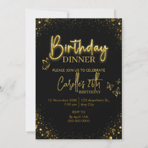 Invitation Dîner d'anniversaire Gold Light