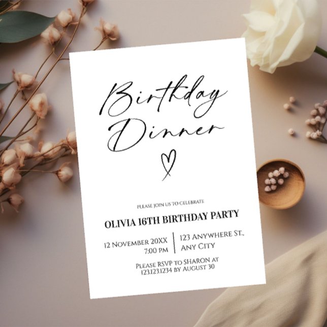 Invitation Dîner d'anniversaire minimal (Créateur téléchargé)
