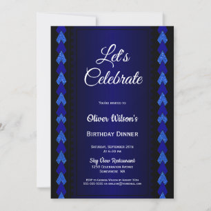 Invitation Dîner d'anniversaire noir et bleu