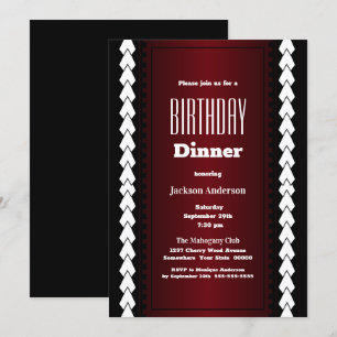 Invitation Dîner d'anniversaire noir rouge et blanc