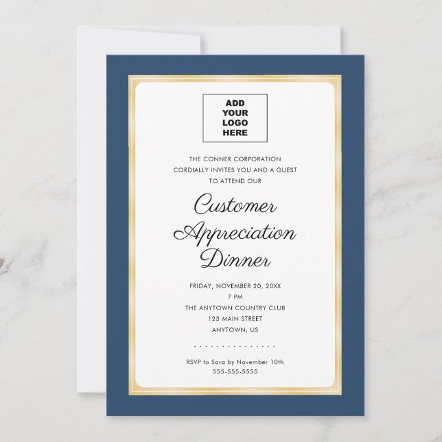 Invitation Dîner d'appréciation du client Logo de l'entrepris (Devant)