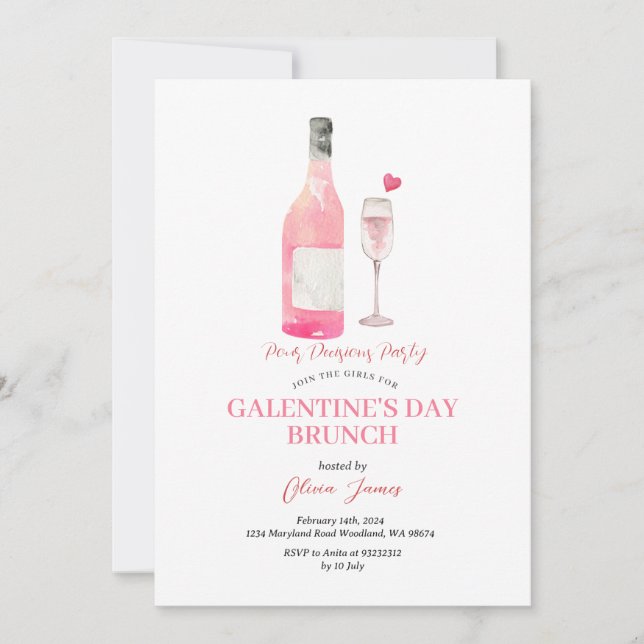 Invitation Dîner de brunch pour la fête de la Saint-Galentin (Devant)