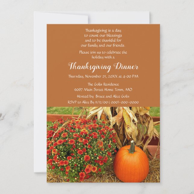 Invitation Dîner de famille Thanksgiving (Devant)
