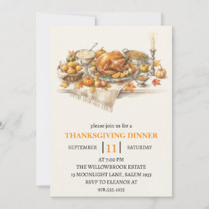 Invitation dîner de fête d'automne vacances de thanksgiving
