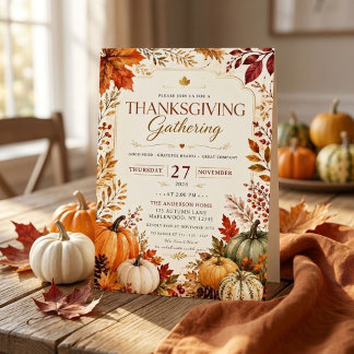 Invitation Dîner de fête de Thanksgiving d'automne