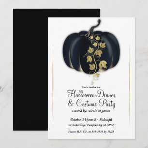 Invitation Dîner de fête d'Halloween Citrouille Pailletée Noi