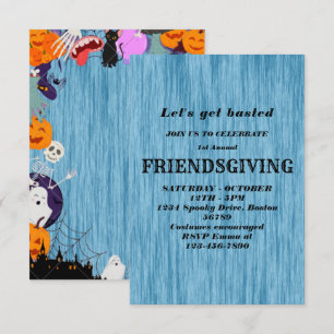 Invitation Dîner de fête Friendsgiving Citrouille Bleue