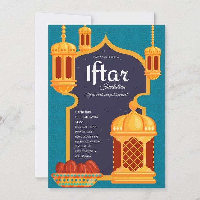 Invitation Dîner de fêtes des lanternes d'Iftar (Devant)