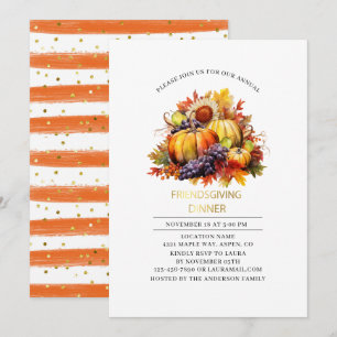 Invitation dîner de Friendsgiving automnal à l'aquarelle de c