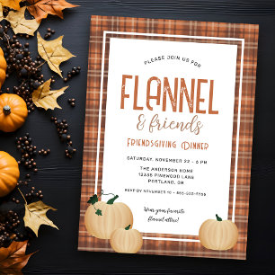 Invitation Dîner de Friendsgiving avec Flanelle Cozy et amis