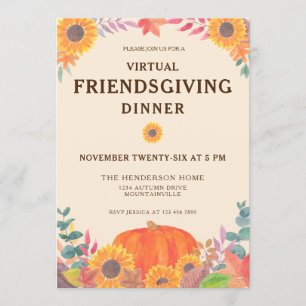 Invitation Dîner de Friendsgiving de citrouilles virtuelles d