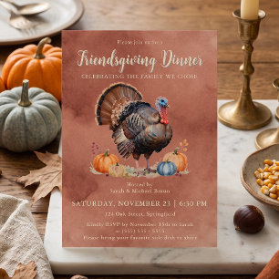 Invitation Dîner de Friendsgiving en Terracotta Rustique de d
