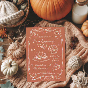 Invitation Dîner de Friendsgiving entre amis en automne Terra