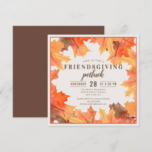 Invitation Dîner de Friendsgiving Potluck Feuilles d'Automne