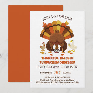 Invitation Dîner de FRIENDSGIVING Turducken drôle