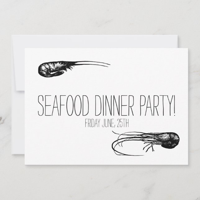 Invitation Dîner De Fruits De Mer, Cocktails Délicatesse (Devant)
