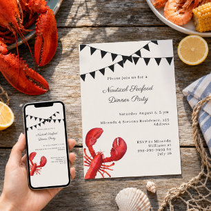 Invitation Dîner de fruits de mer Fête nautique d'été