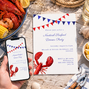 Invitation Dîner de fruits de mer nautiques pour une soirée d