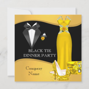 Invitation Dîner de gala corporatif cravate noire jaune 2
