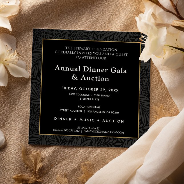 Invitation Dîner de gala Entreprise Or Noir Élégant (Créateur téléchargé)