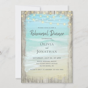 Invitation Dîner de la répétition de mariage de la plage rust
