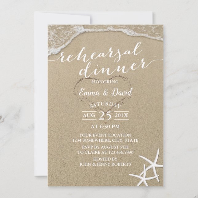 Invitation Dîner de la répétition de mariage de Starfish Beac (Devant)