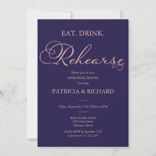 Invitation Dîner de la répétition du Mariage bleu