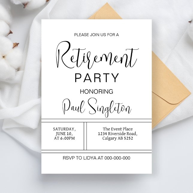 Invitation Dîner De La Retraite Célébration Pour Hommes Femme (Créateur téléchargé)