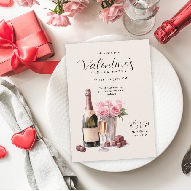 Invitation Dîner de la Saint Valentin au Champagne (Créateur téléchargé)