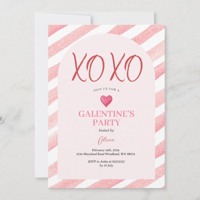 Invitation Dîner de la Saint-Valentin Galentine's Day Arch Ro (Devant)