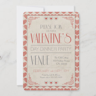 Invitation Dîner de la Saint-Valentin Vintage