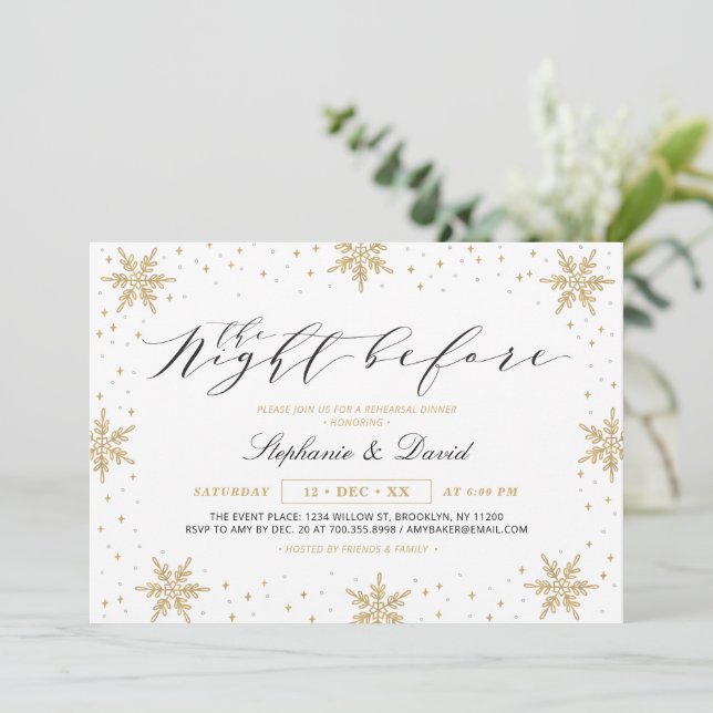 Invitation Dîner de la Soirée d'hiver Gold & Black Invitat (Debout devant)
