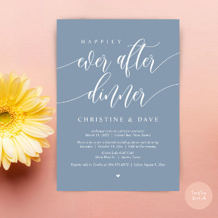 Invitation Dîner de Mariage Intime Happily Ever After, Bleu P
