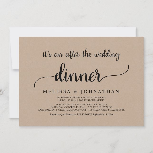 Invitation Dîner de Mariage Rustique Happily Ever After (Devant)