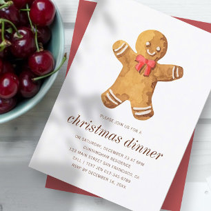 Invitation Dîner de Noël Aquarelle Pain d'argent Homme