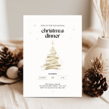 Dîner de Noël arbre dessiné à la main doré
