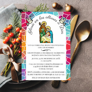 Invitation Dîner de Noël chrétien Gloire à Dieu espagnol