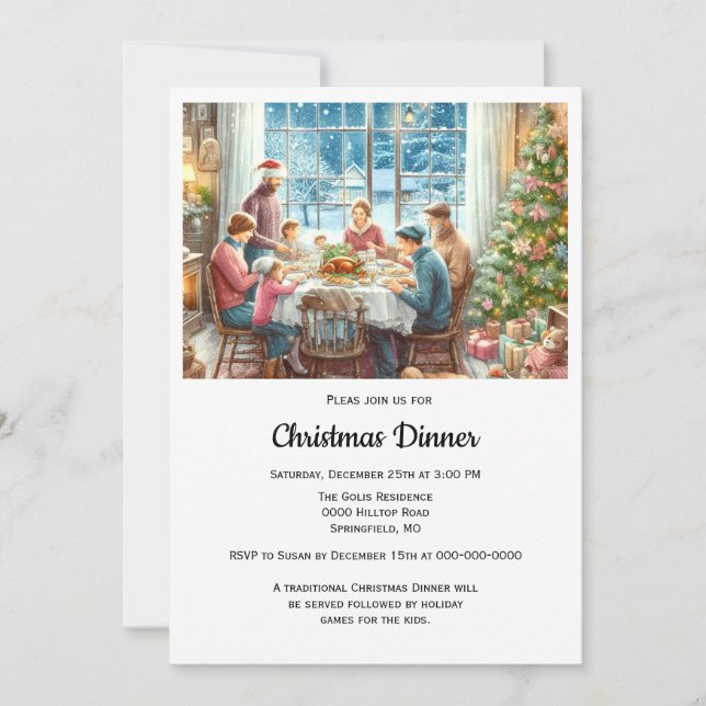 Invitation Dîner de Noël en famille (Devant)