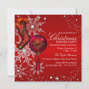 Invitation Dîner de Noël Fête de la Saint-Sylvestre Cristal R