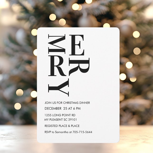 Invitation Dîner de Noël gras minimaliste (Créateur téléchargé)