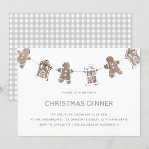 Invitation Dîner de Noël Gray Gray En vichy