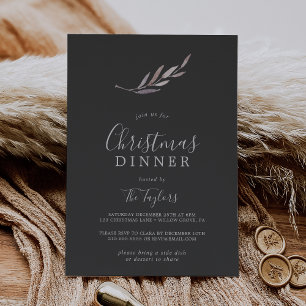 Invitation Dîner de Noël gris hiver