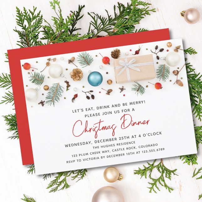 Invitation Dîner de Noël moderne Festive Vacances d'hiver (Créateur téléchargé)