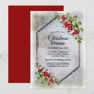 Invitation Dîner de Noël Roses rouges