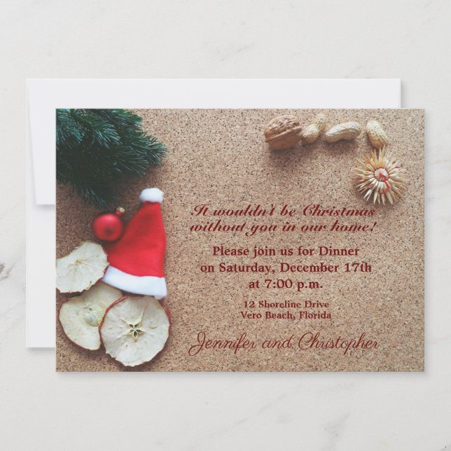 Invitation Dîner de Noël traditionnel (Devant)