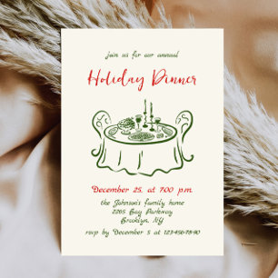 Invitation Dîner de Noël Whimsical à la main
