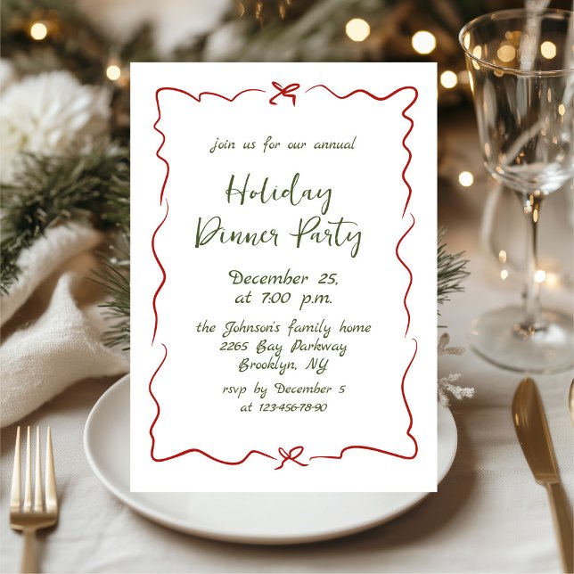 Invitation Dîner de Noël Whimsical à la main (Créateur téléchargé)
